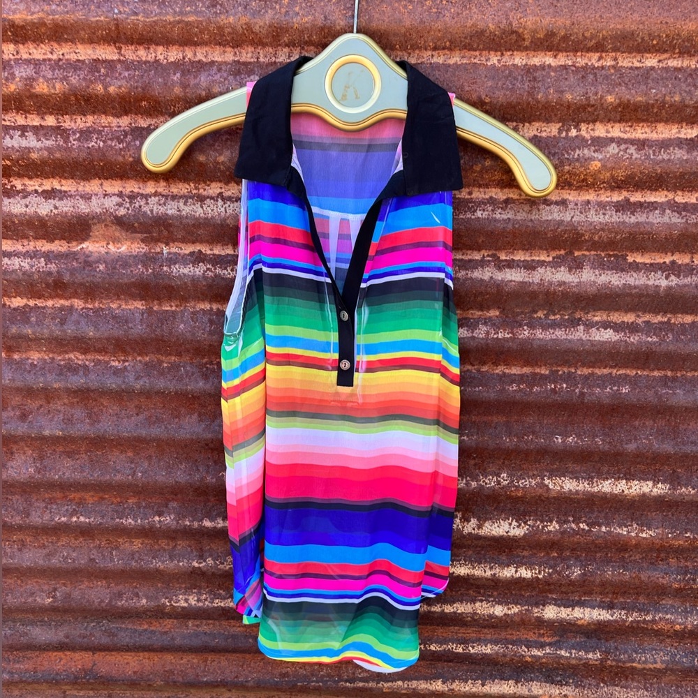 Sheer sarape print summer blouse by Retro Apparel